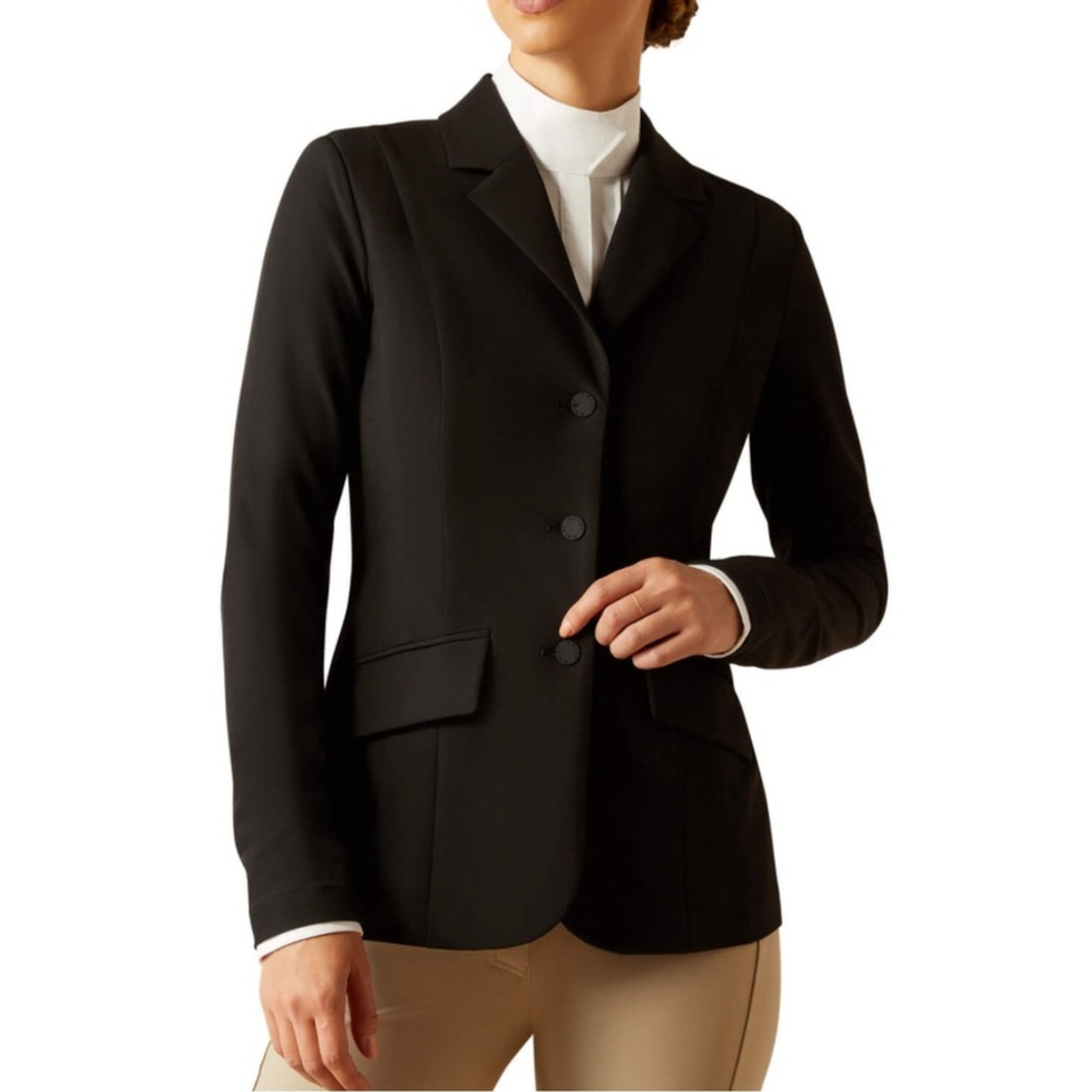 EQUESTRIAN RIDING APPAREL Riding Jacket lined flap pockets button up black sz 10